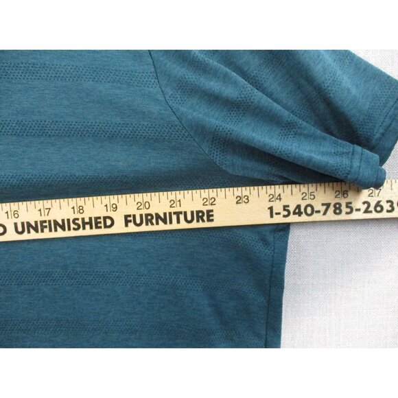 Old Navy Mens XXL Active Polo Shirt Teal Striped Short Sleeve Polyester - Picture 4 of 7